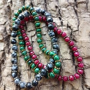 Set of 3 beaded stack bracelets on stretch cord